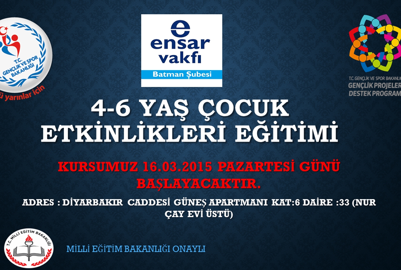 Batman’da “4-6 Yaş Çocuk Etkinlikleri Eğitimi” kursu Batman’da “4-6 Yaş Çocuk Etkinlikleri Eğitimi” kursu